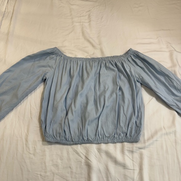 Brandy Melville Sky Blue Off-Shoulder Blouse - Picture 2 of 2